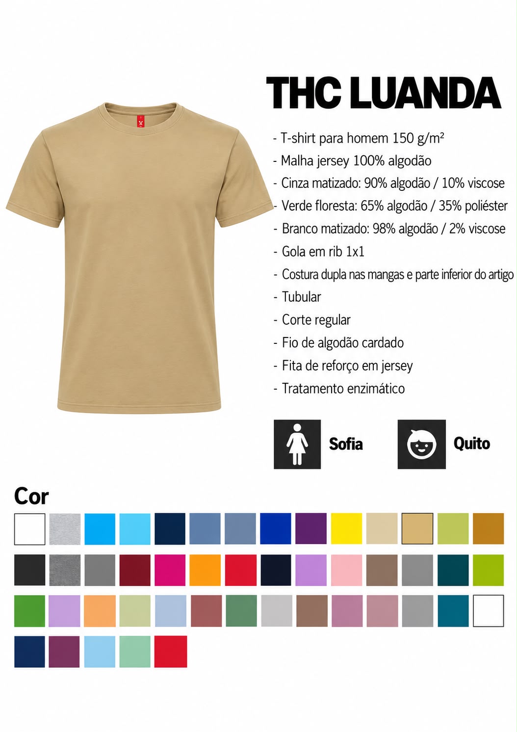 Ficha de T-shirt THC Luanda, enviada pela Patrícia